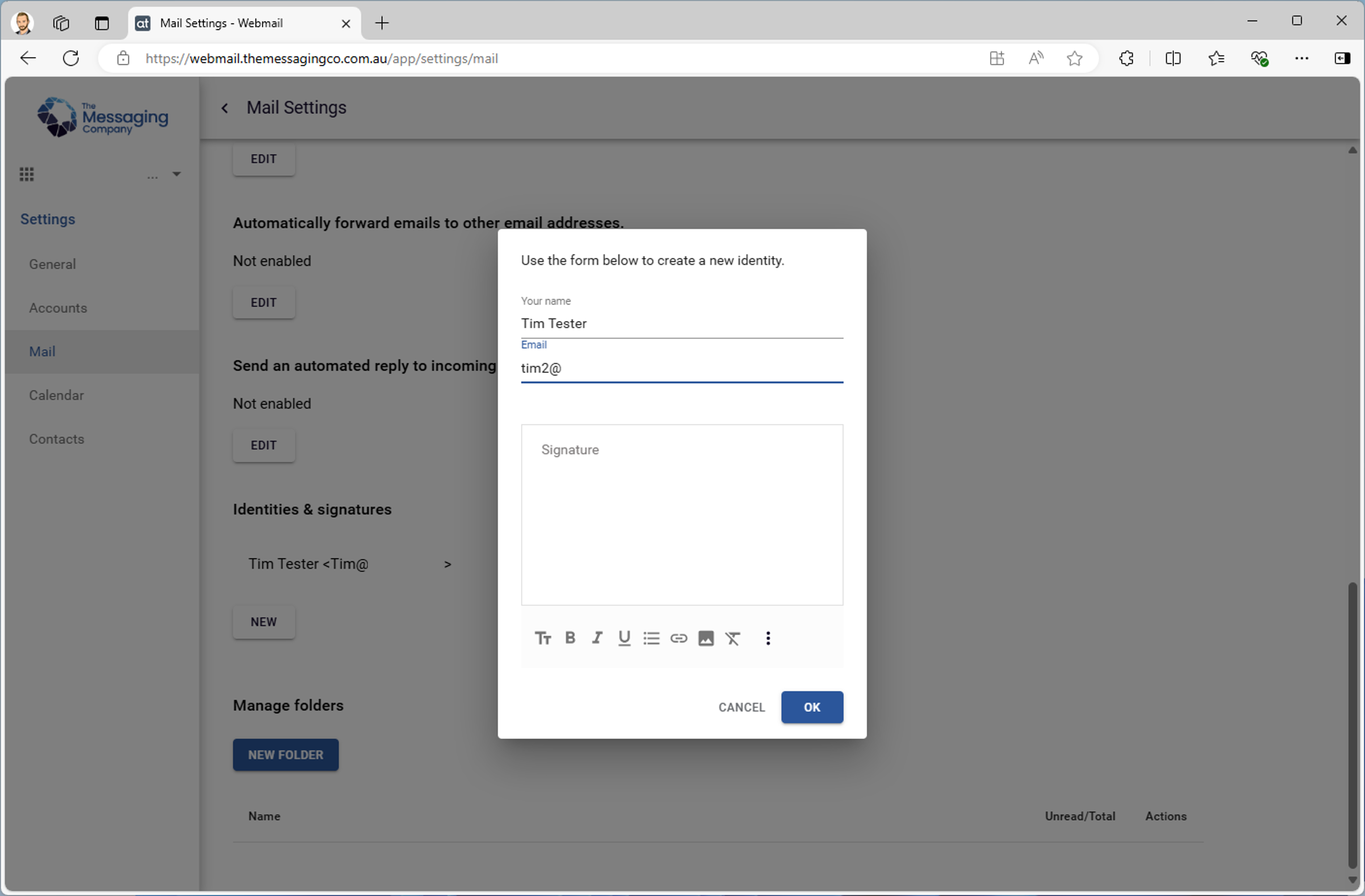 Webmail - Menu - Identities & signatures - New Identity_Email.png