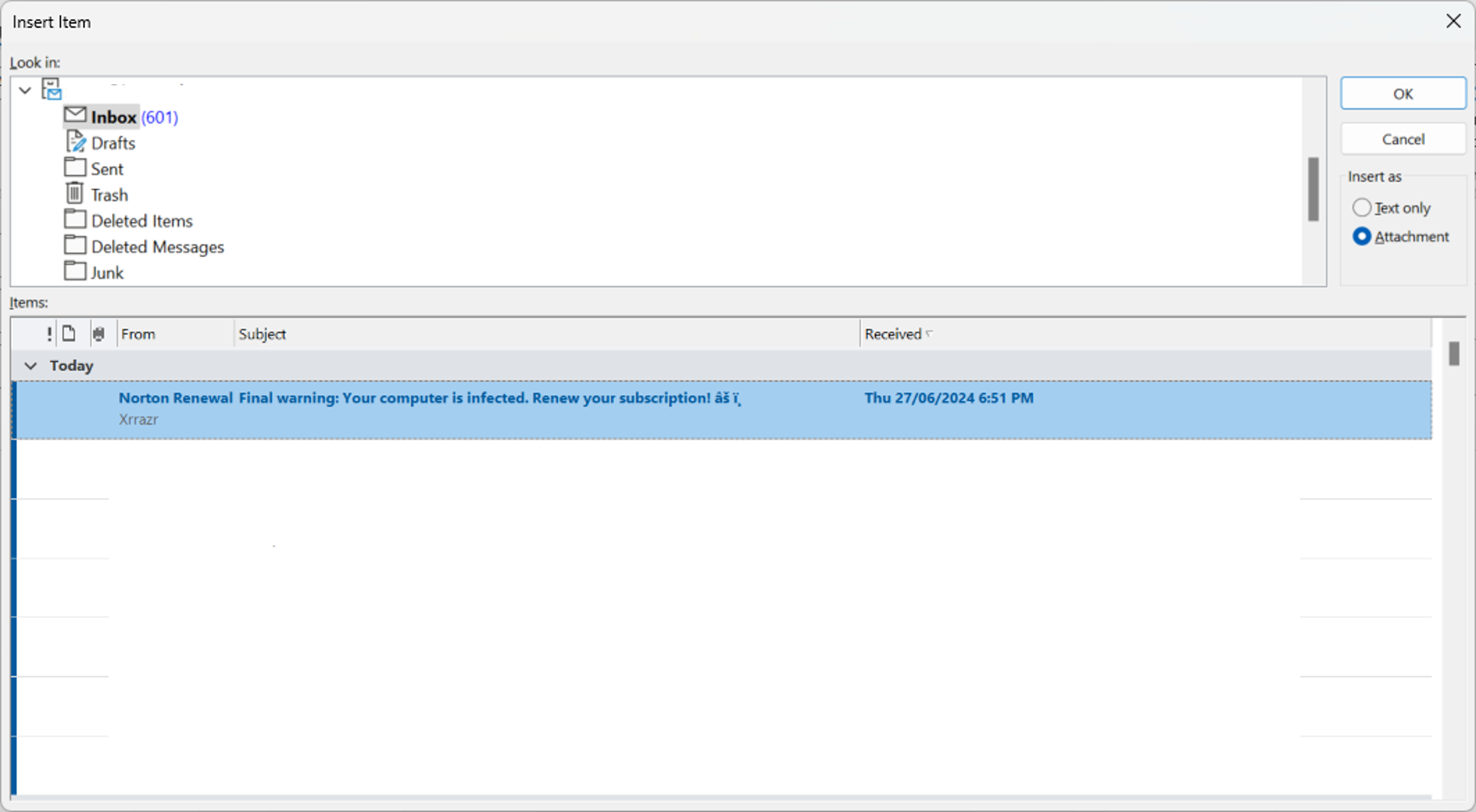 Report Spam _ Outlook - New email - Attach file - Spam selected.png