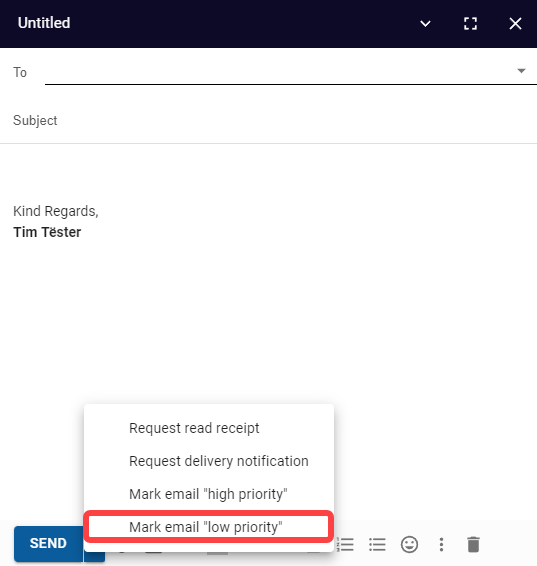 Marking the priority of an email