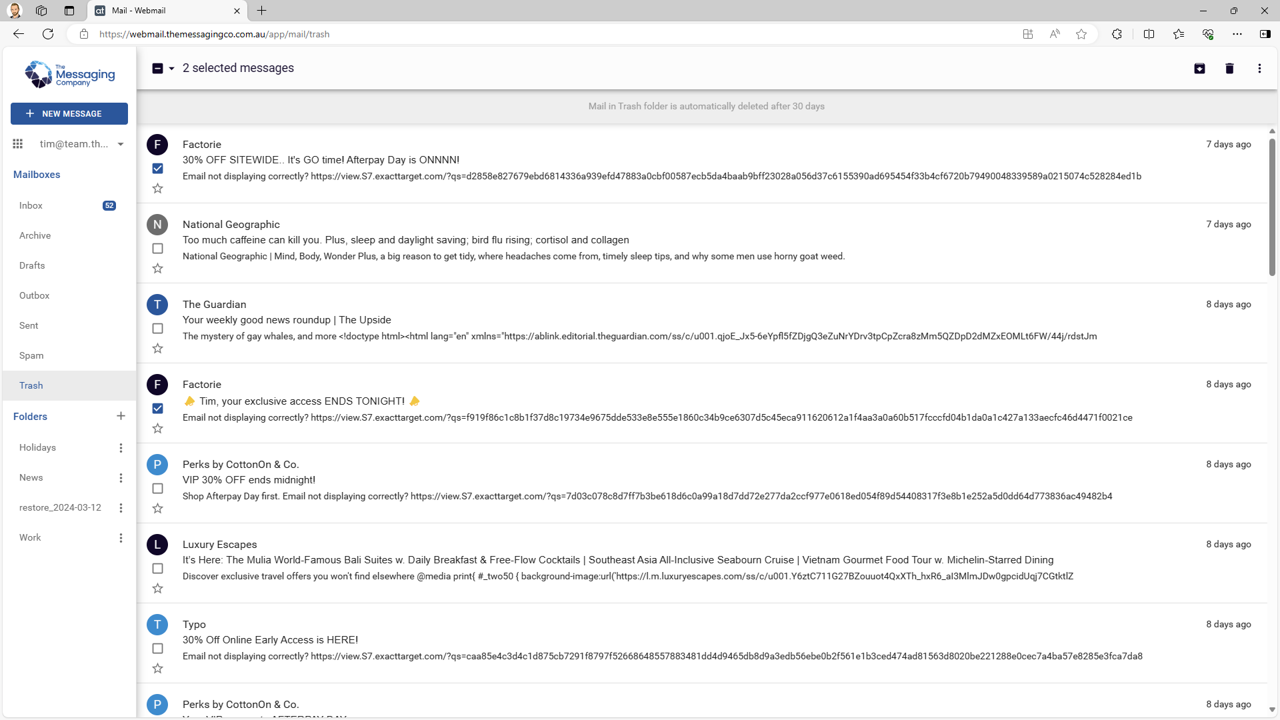 Webmail - Trash - Emails selected.png