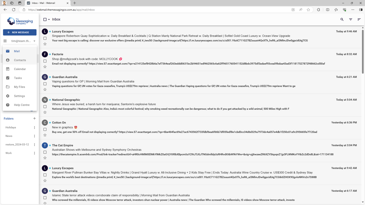 Webmail - Delete a contact - Menu_Contacts selected.png