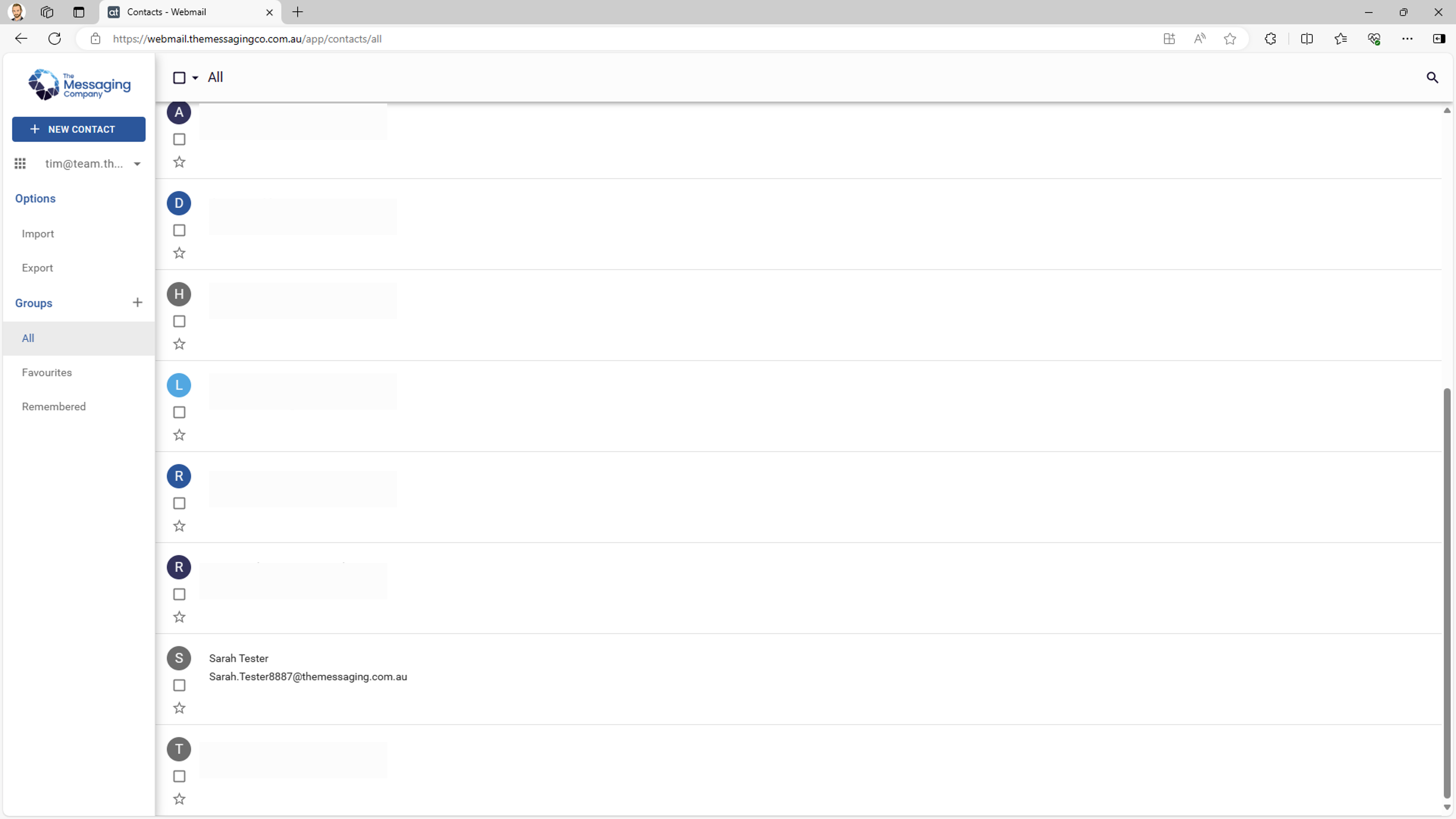 Webmail - Delete a contact - Contacts listed.png