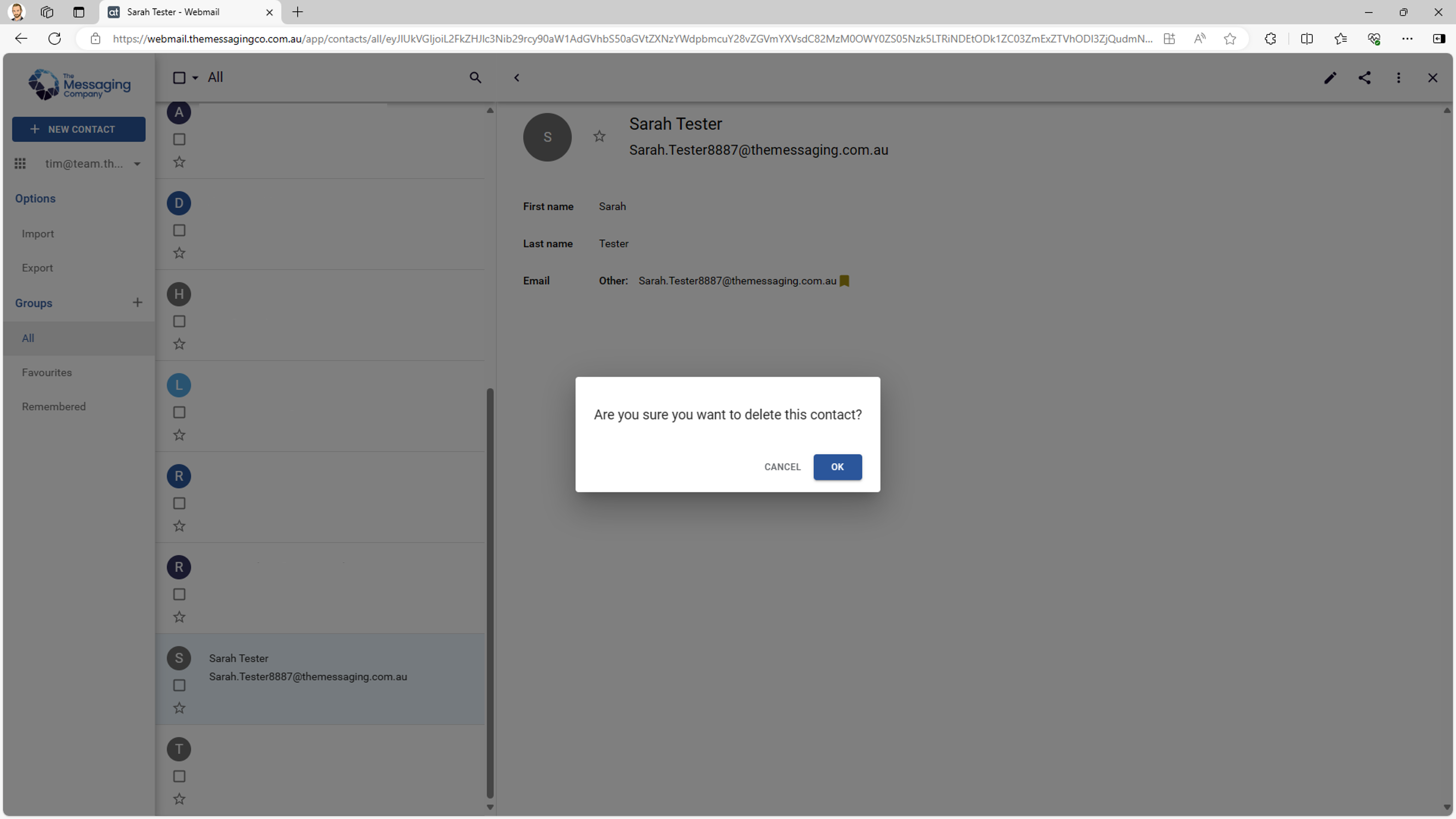 Webmail - Delete a contact - Delete prompt.png