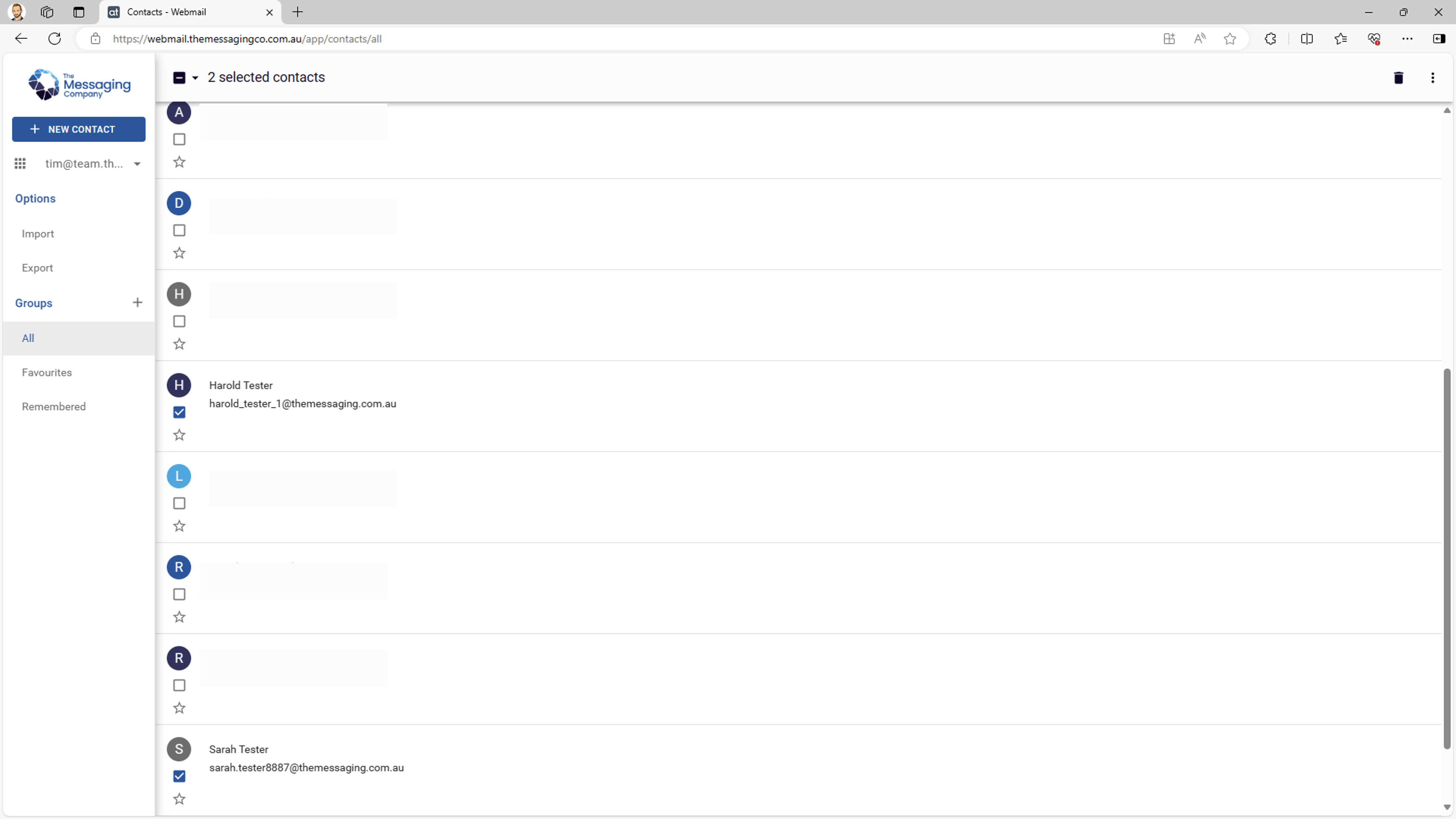 Webmail - Delete a contact - Multiple contacts selected.png