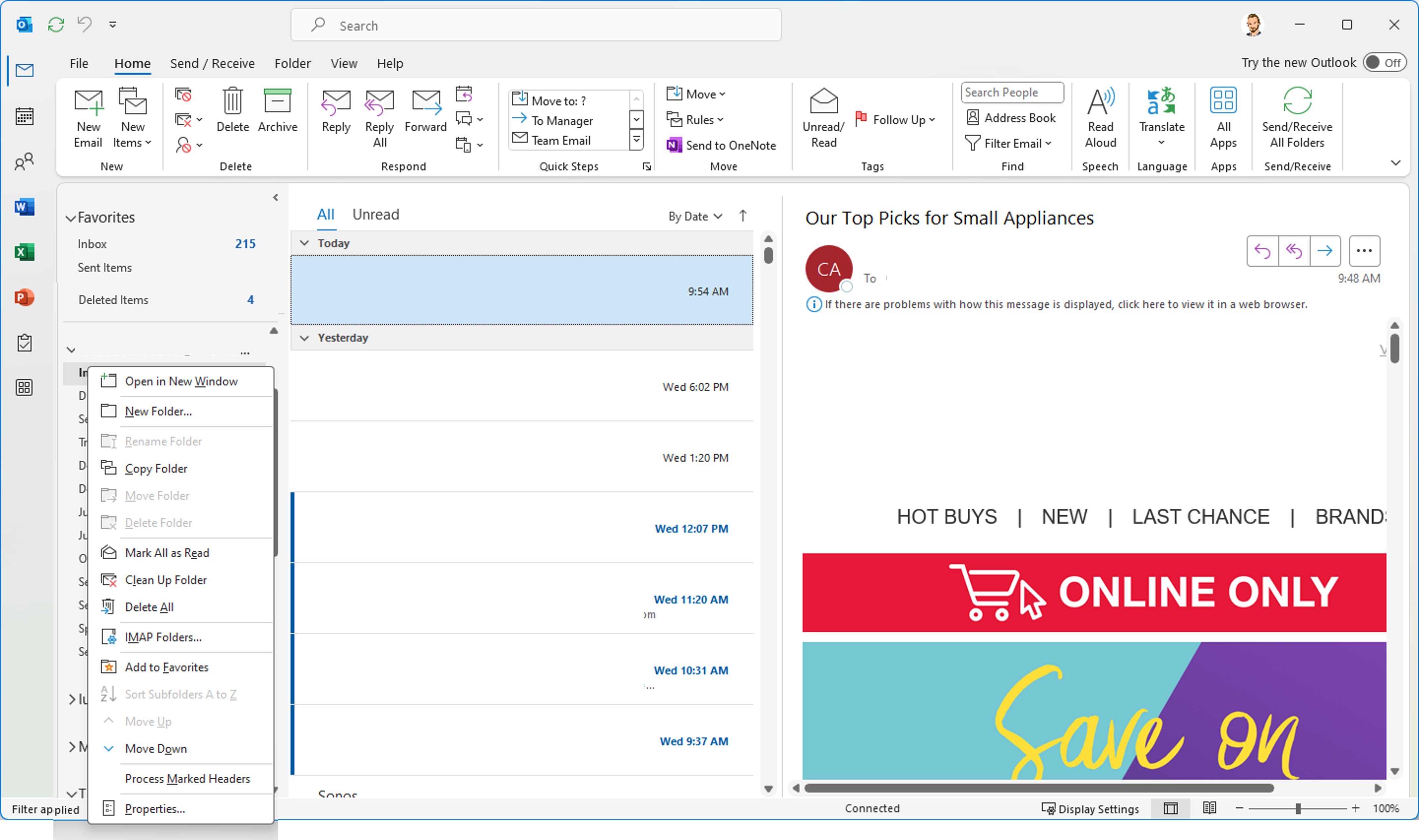 Outlook - Subscribed folders - Inbox - Menu shown.png