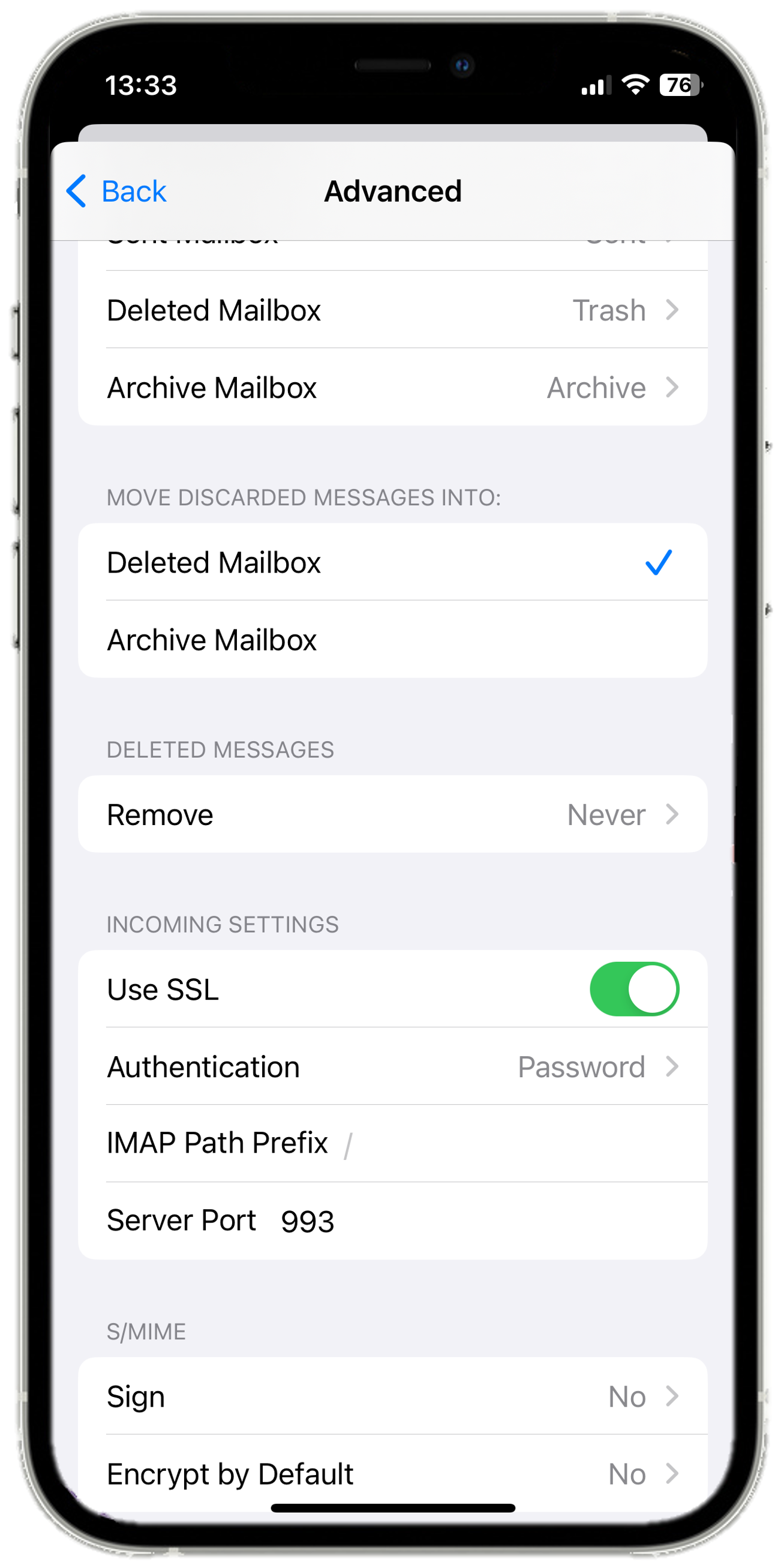 iOS 17 - Settings - Mail - Account Settings - Advanced.png
