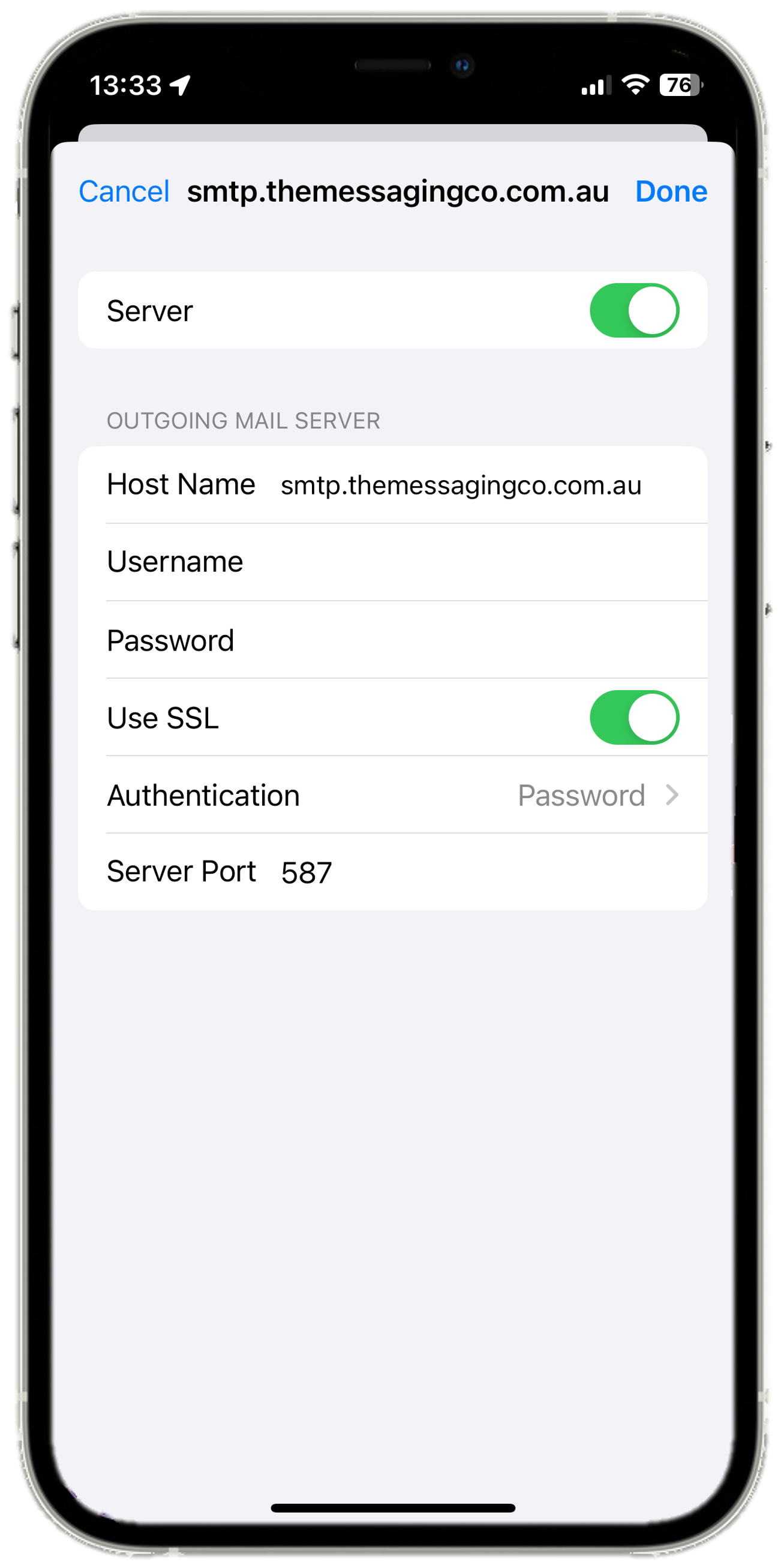 iOS 17 - Settings - Mail - Account Settings - SMTP#2.png